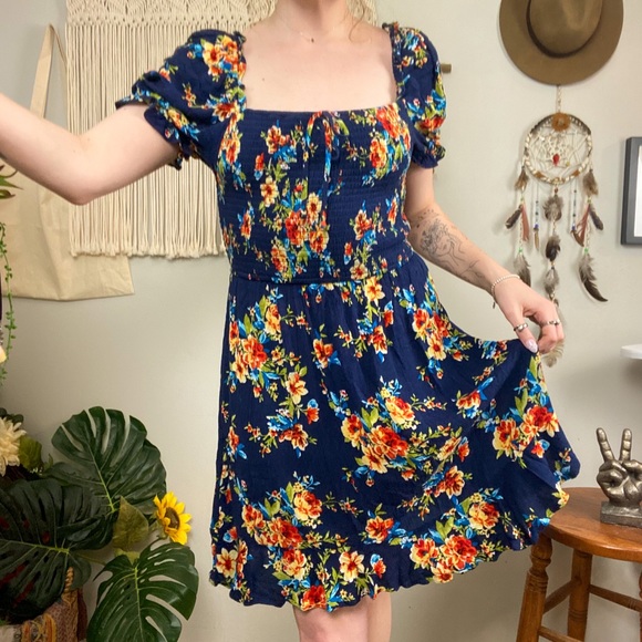 BOG Collective Smocked Floral Square Neck Puff Sleeve Dress - Picture 16 of 16